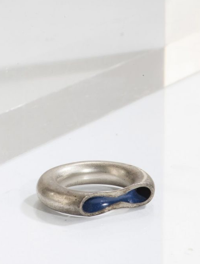 silver ring with blue stone